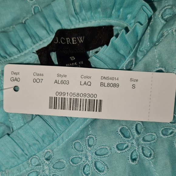 J.Crew NWT Aqua Ditsy Eyelet Tie-Back Top size S - Picture 9 of 10